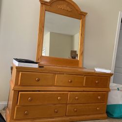 Wooden Dresser With Mirror 