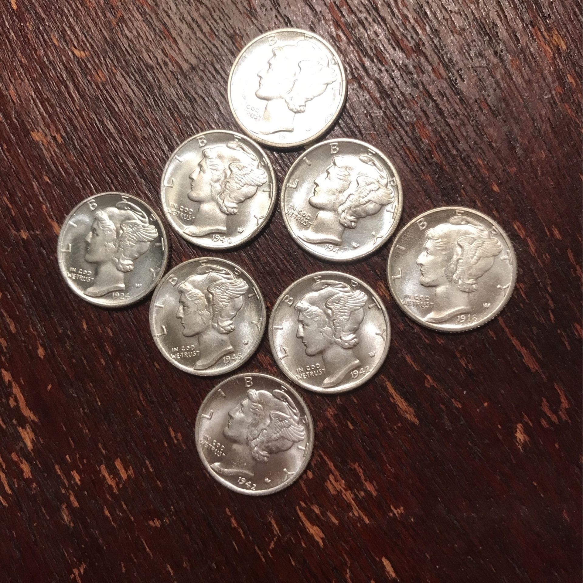 8 Mercury Silver Dimes. Rare Coins Rare Precious