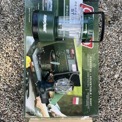 Coleman 2 Burner Stove, Battery Lantern And Propane Lamp