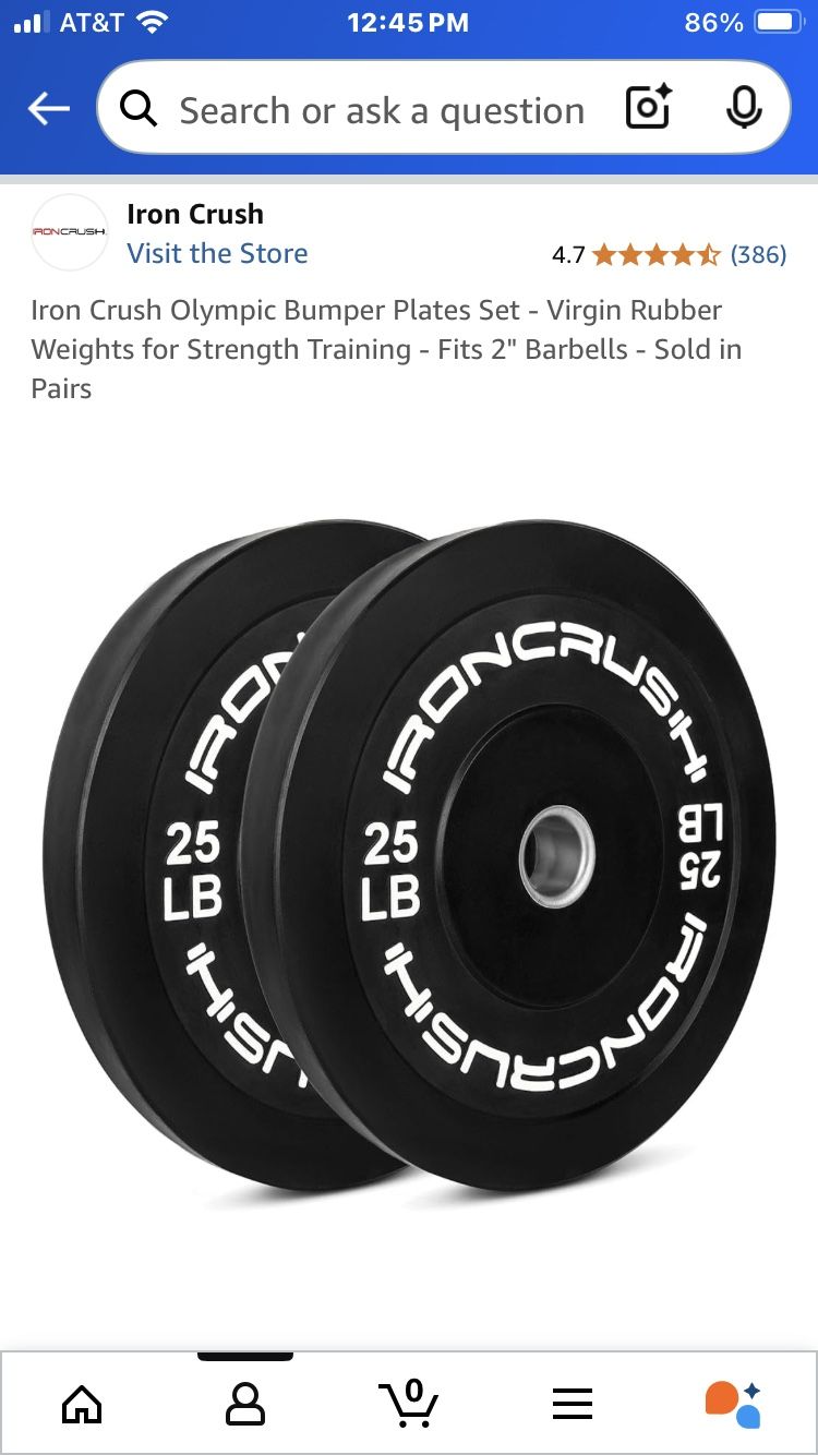 Iron Crush Olympic Bumper Plates Set 25lbs
