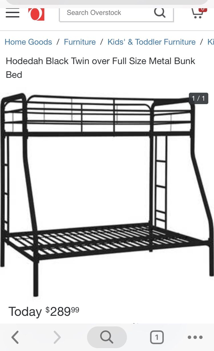 Hodedah black twin over full size Metal bunk bed