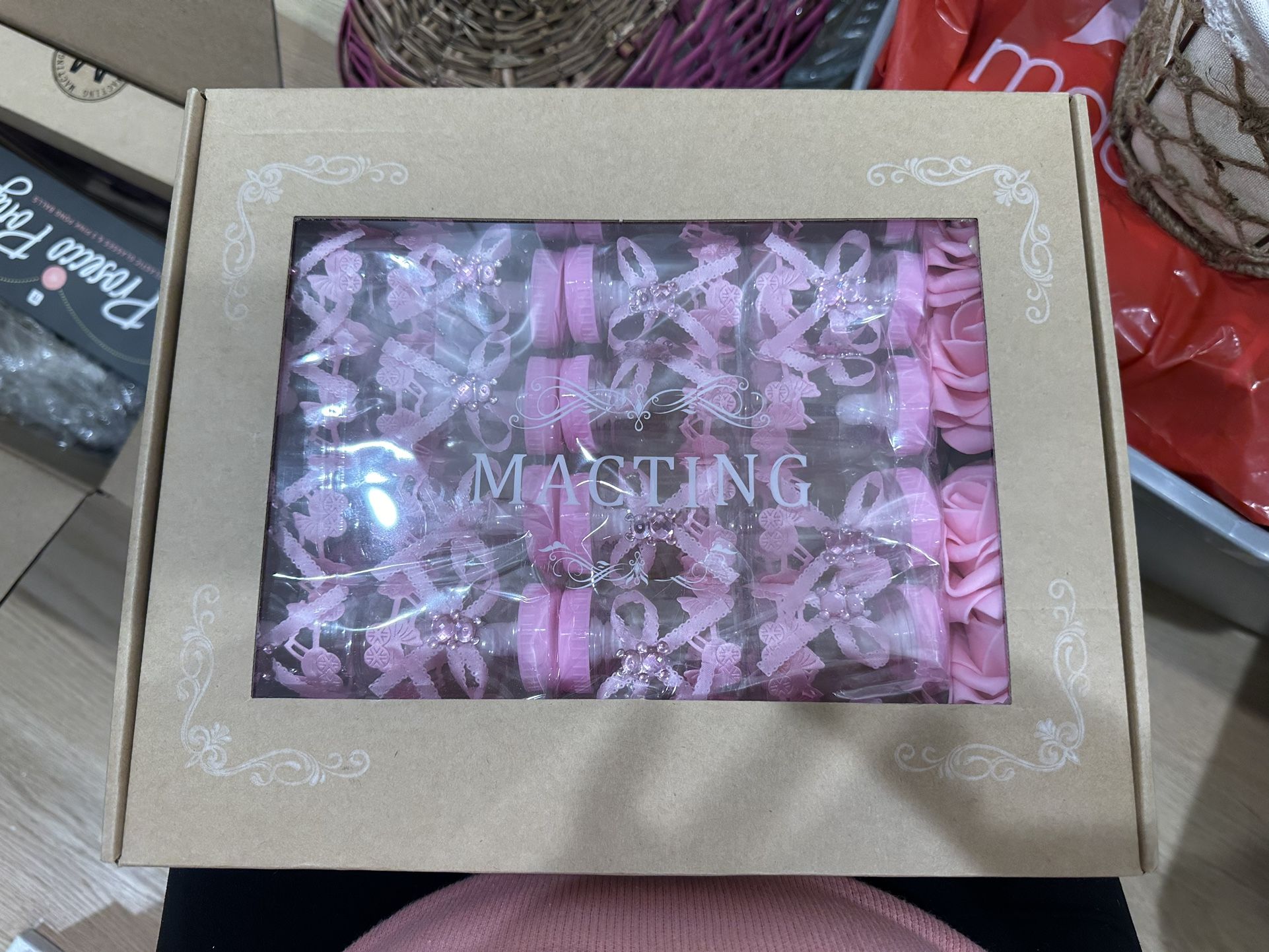 MACTING 4 Dozens 3.5 Inch Feeding Bottle Candy Box with 5 Pcs Artificial Flower Rose for Baby Shower Favor Gift Decoration (Pink)