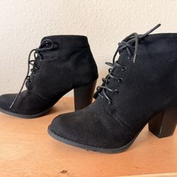 Black lace up suede ankle boots