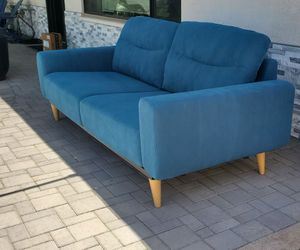 Mid Century Modern Teal Corduroy Sofa