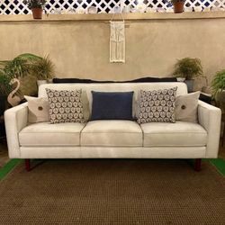 White Mid-Century Modern Sofa