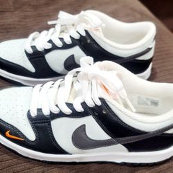 Nike Dunk Low FN7784-001 Black White Leather Sneakers Unisex Kids 5Y