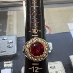 10k Red Cluster Ring