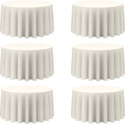 BRILLMAX 6-Pack 120-Inch Ivory Round Tablecloths, Bulk Washable Polyester Fabric, for Wedding, Reception, Banquet, Birthday Party, Buffet, Restaurant