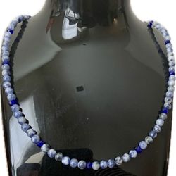 *New* Handmade14k Gold Plated Natural Blue Spot Stone, 17”-19” Long