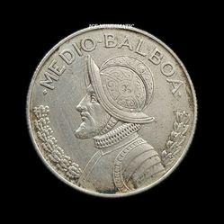 1962 - Panama Medio Balboa Coin- Silver .900- Vasco Núñez- Only 700K Mint- NICE!