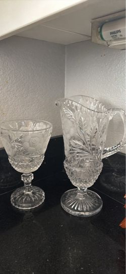 Pressed Glass Pitcher and Goblet Set