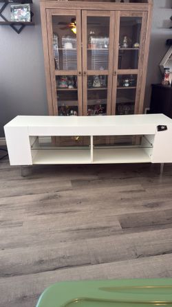 Entertainment center with LED light design.