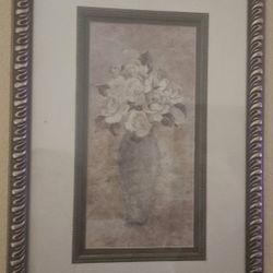 Framed Floral Art Picture Roses Vase Wall Decor