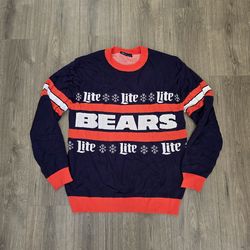 Chicago Bears Miller Lite Christmas Sweater Mens Size Large
