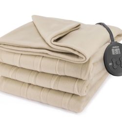 Sunbeam Royal Ultra Fleece Heated Electric Blanket Twin Size, 84" X 62", 12 Heat Settings, 12-Hour Selectable Auto Shut-Off, Fast Heating, Machine Was