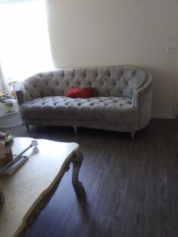 Light grey couch with diamonds