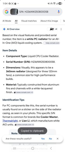 white PC radiator for an All-In-One (AIO) liquid cooling system