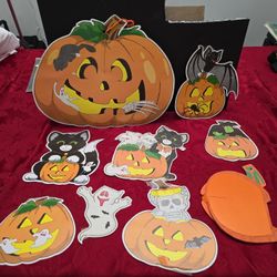 Vintage lot of about 9 Cut out Halloween Decorations
