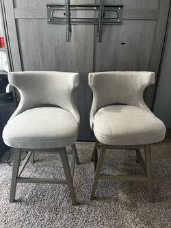 Set of 2 Upholstered Swivel Counter Stools