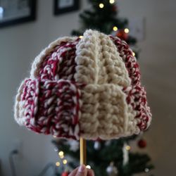 White Candy Cane Striped Chunky Beanie