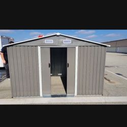 Sales $395!!! (New in box) 8' Lx 10'W Wx 6. H galvanized steel Metal Storage Shed Outdoor Garden Backyard 8'x10' Storage.