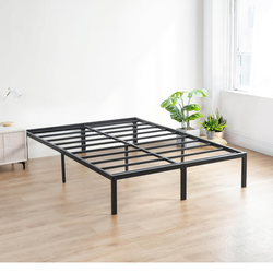 Olee Sleep 18 Inch Heavy Duty Steel Slat Anti-Slip Support, Easy Assembly Platform Bed Frame, Noise Free Steel Mattress Foundation, Maximum Storage, N