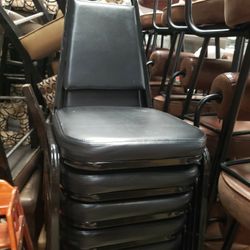 Used (12) Black Stackable Chairs 