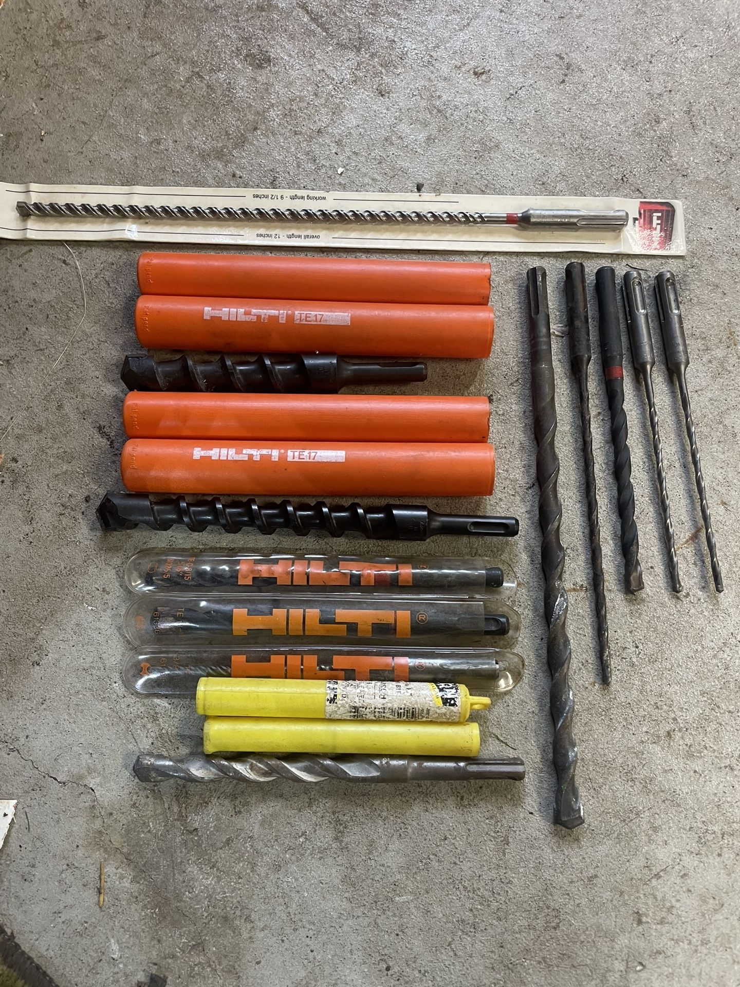 Combination Of 12) HILTI Drill Bits New And Used
