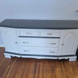 Refurbished Vintage Sideboard / Buffet - Modern Two-Tone White & Slate