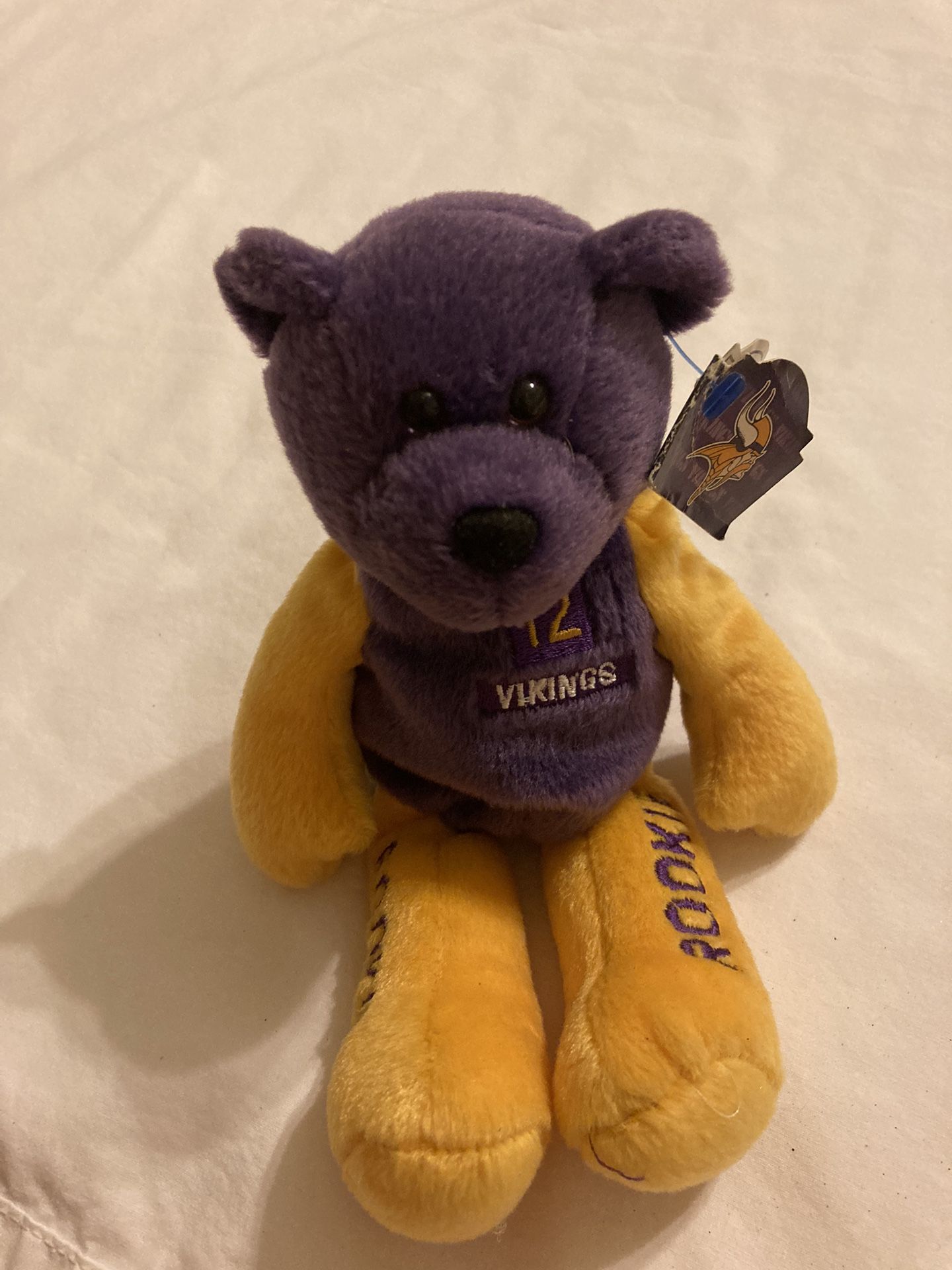 NFL Limited Treasures Bear Bean Bag Stuffed Animal Plush Plushie Minnesota Vikings #12 Daunte Culpepper 1999 Rookie 8.5" Tall toy