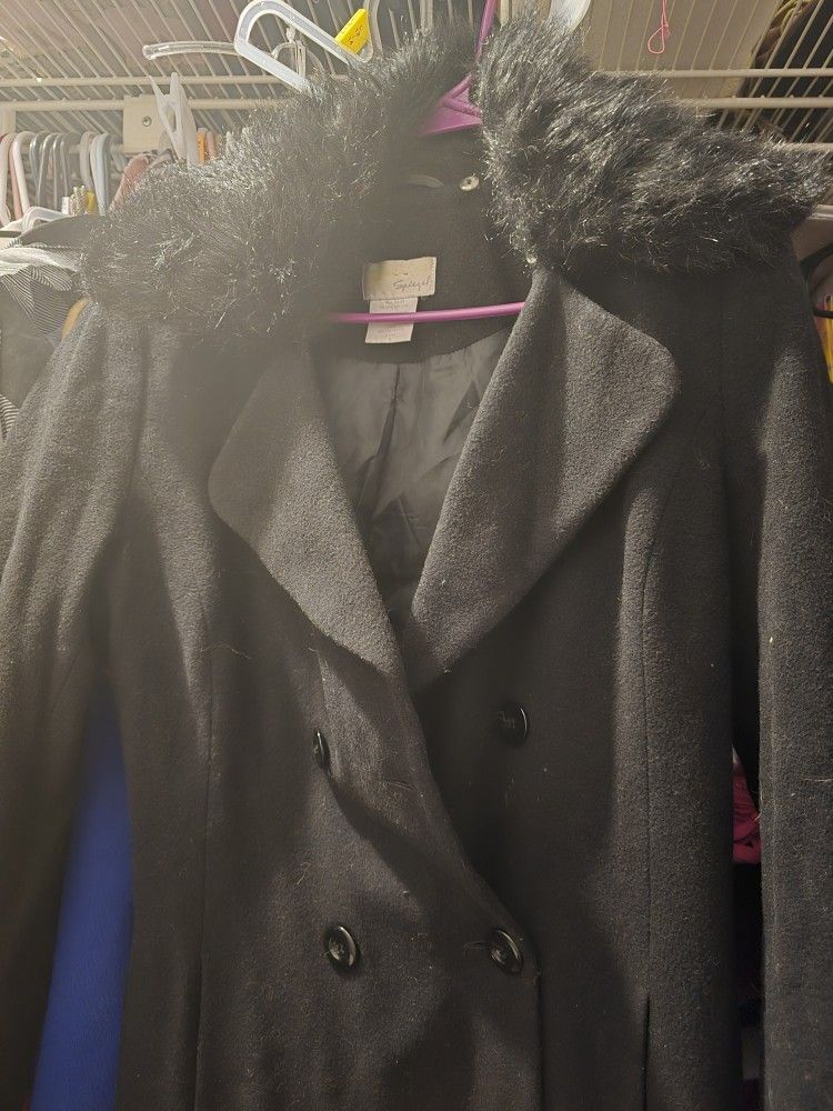 Long Blk Pee Coat
