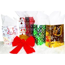 Christmas Gift Bags (12pcs) Luminous Multi Colored. Holiday Special