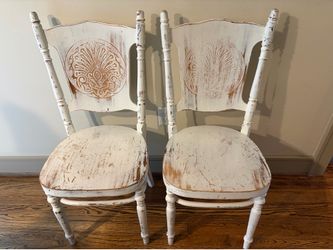 Two white Anthropologie dining chairs! $150 for pair, OBO