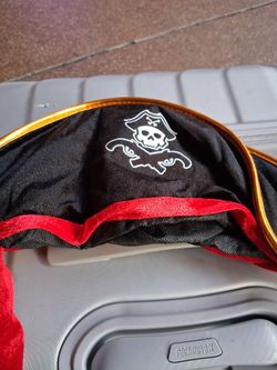 Pirate Costume Hat Black Gold Red