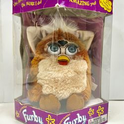 *RARE* 1999 Furby 70-800 - Coffee Tan Brown Fur - Blue Eyes - White Hair