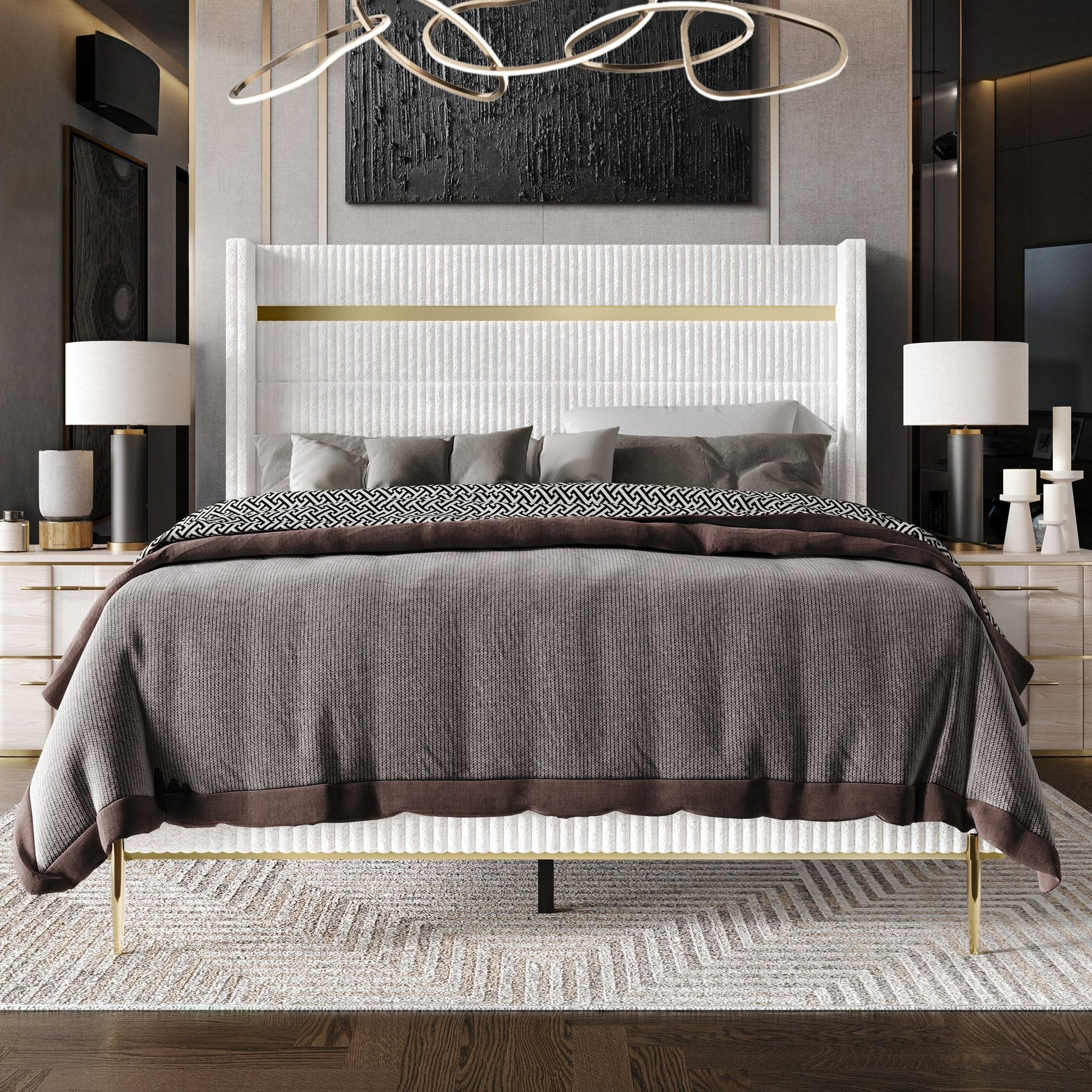 Queen Bed Black/white