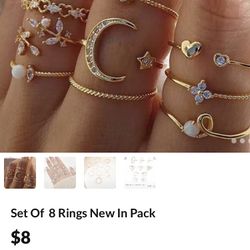 Set Of 8 Rings New