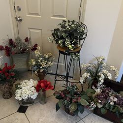 Floral Arrangements (9) And Bar Stool 