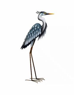 Large Blue Heron Metal Garden Statuary - Looking Down