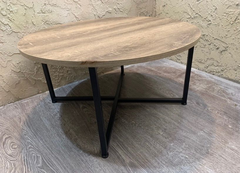 31.5 in. Grey Top Ashwood 16 in. High Round Coffee Table -Delivery for a Fee - See My Other Items 😃