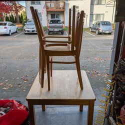 30 inches By 30 Inches,  30 Inches Height All Wood Table & Chairs