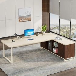 Tribesigns 70.8" Executive Desk with 55" File Cabinet, Modern L Shaped Computer Desk with Storage