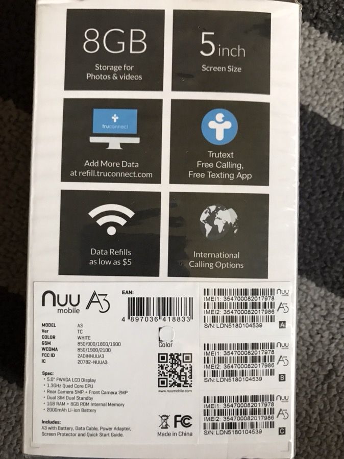 Nuu A3 unlocked cell phone dual sim