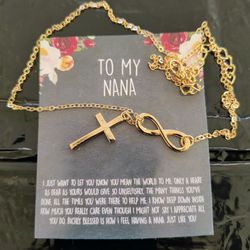Infinity Cross Pendant Necklace with Poem To My Nana