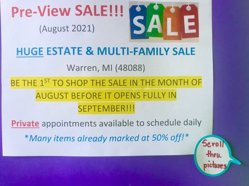 PRE-VIEW HUGE Estate/ Multi. Fam. SALE* By Appointments In August