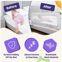 79 Inch Bed Rails for Toddlers，Bed Rail for Baby - Adjustable Height Bed Guard with Child Safety Lock, Universal Fit for King/Full/Twin Beds