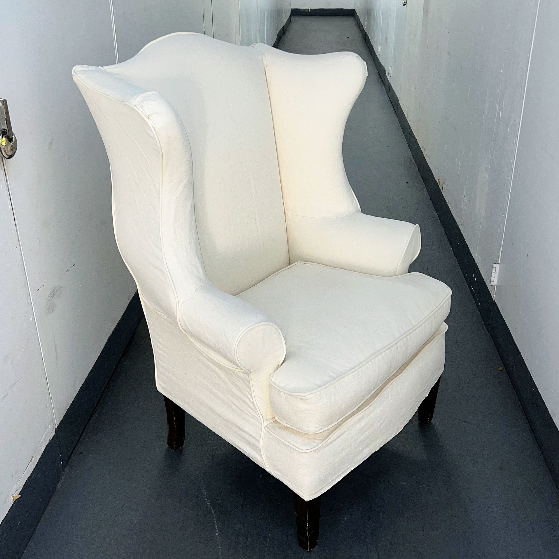 Modern off White Cream Chippendale Wingback Armchair Accent Chair