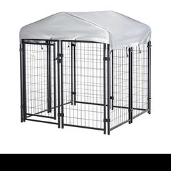 4' x 4' x 4.5' Dog Playpen Outdoor, Dog Kennel Dog Exercise Pen with Lockable Door, Water-resistant Canopy, for Small and Medium Dogs. D02-011v01