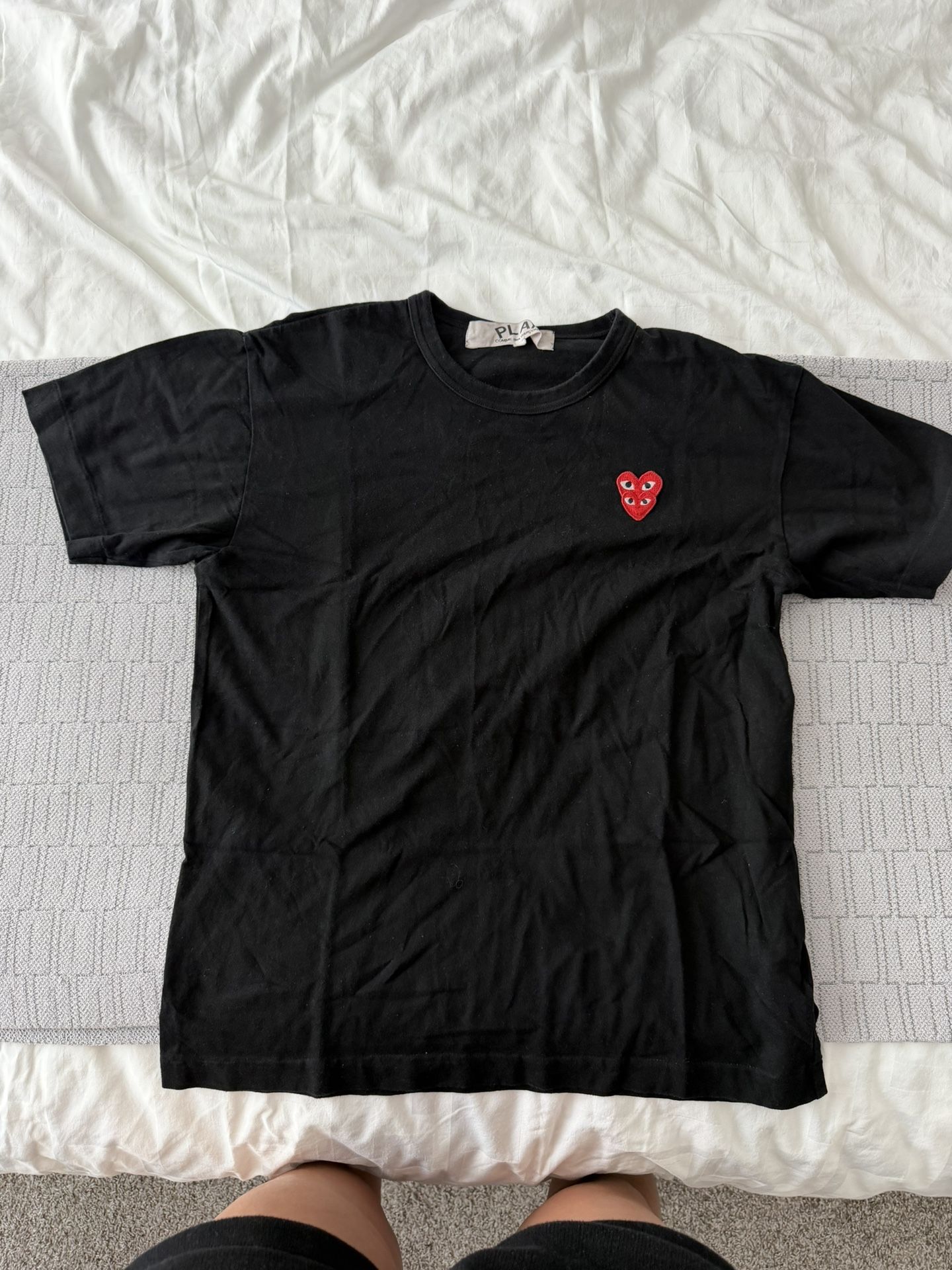 Black Tshirt With Red Chrome Hearts 
