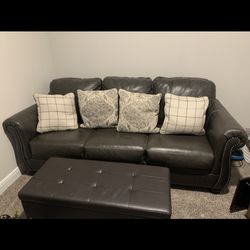 Couch With Pillows And Ottoman